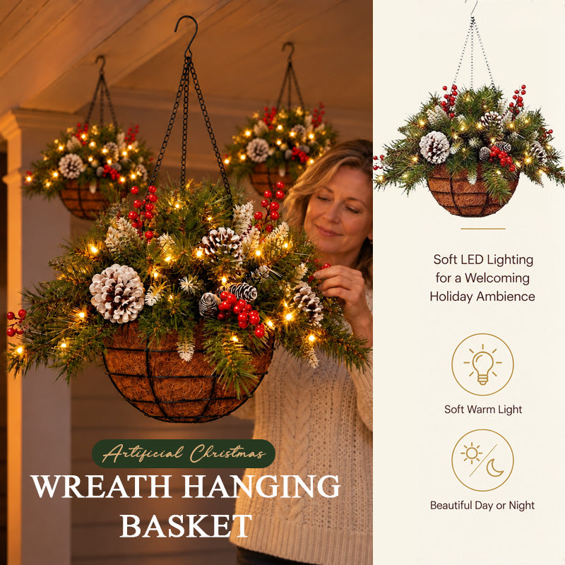 🎄Christmas Special Offer🏆 Artificial Christmas Wreath Hanging Basket