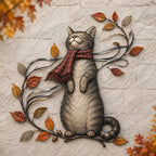 Autumn Cat Swing Wall Deco