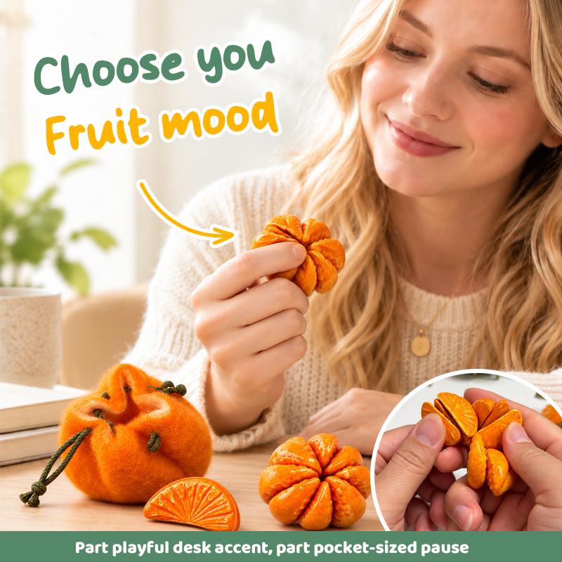 Fruit-Shaped Felt Squeeze Toy | Portable Tactile Stress-Relief Toy