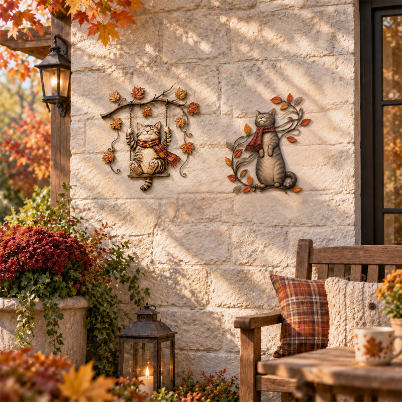 Autumn Cat Swing Wall Deco