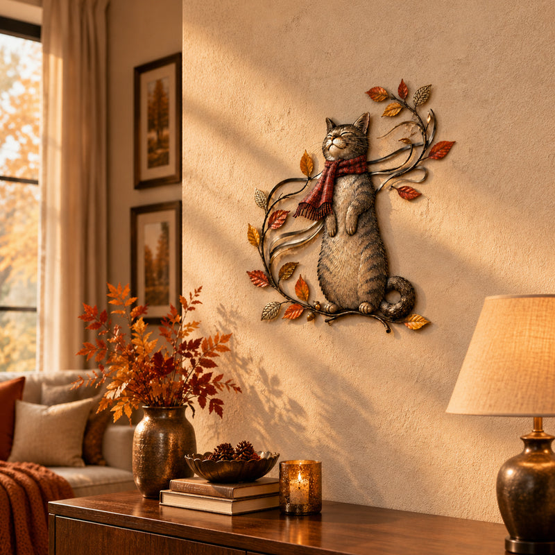 Autumn Cat Swing Wall Deco