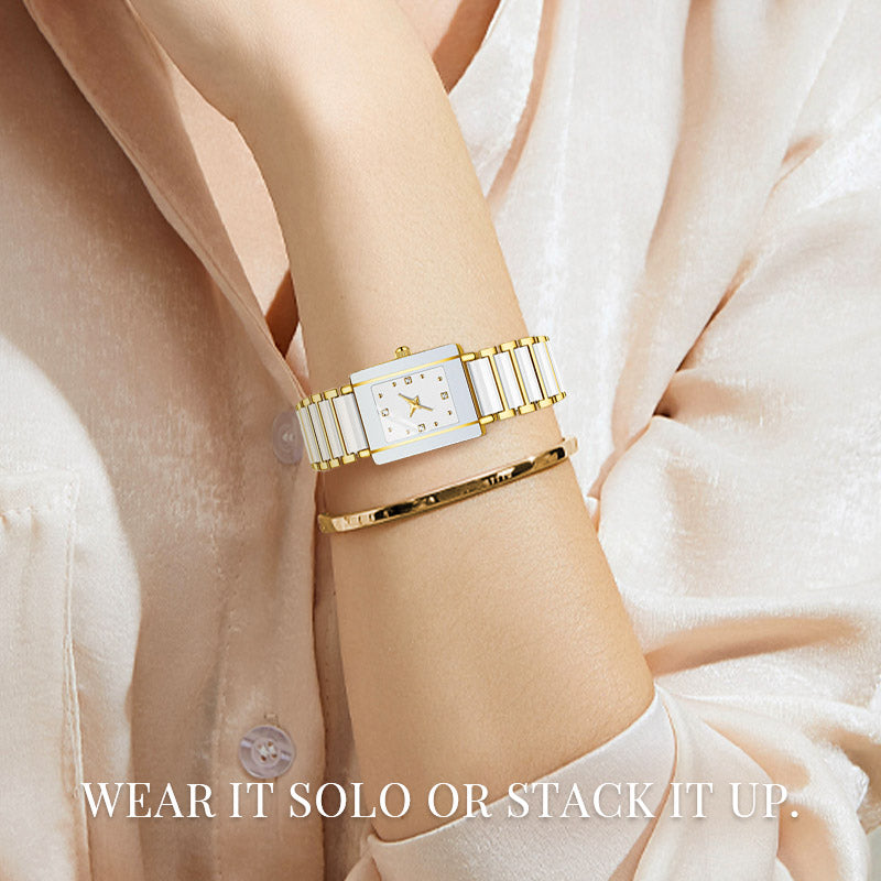 Fashion Ceramic Square Quartz Watch, watch for couples