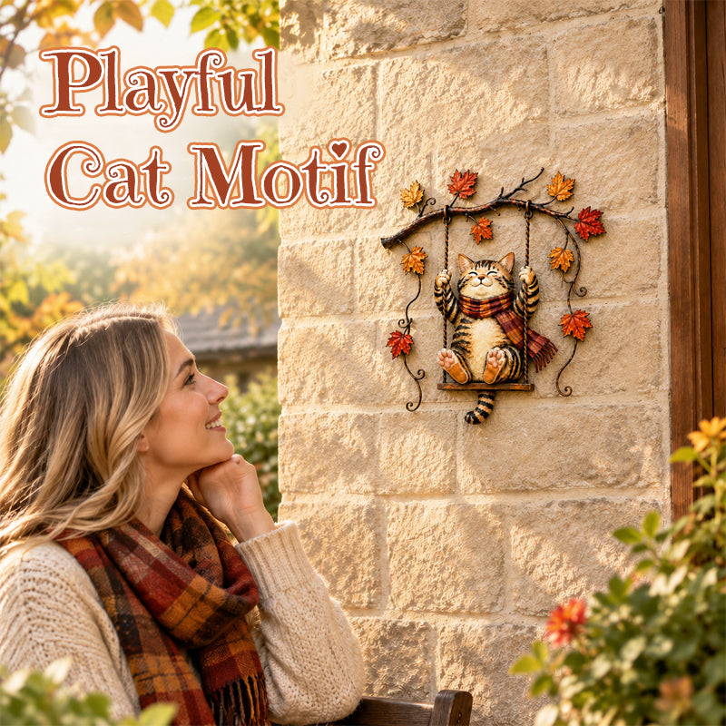 Autumn Cat Swing Wall Deco