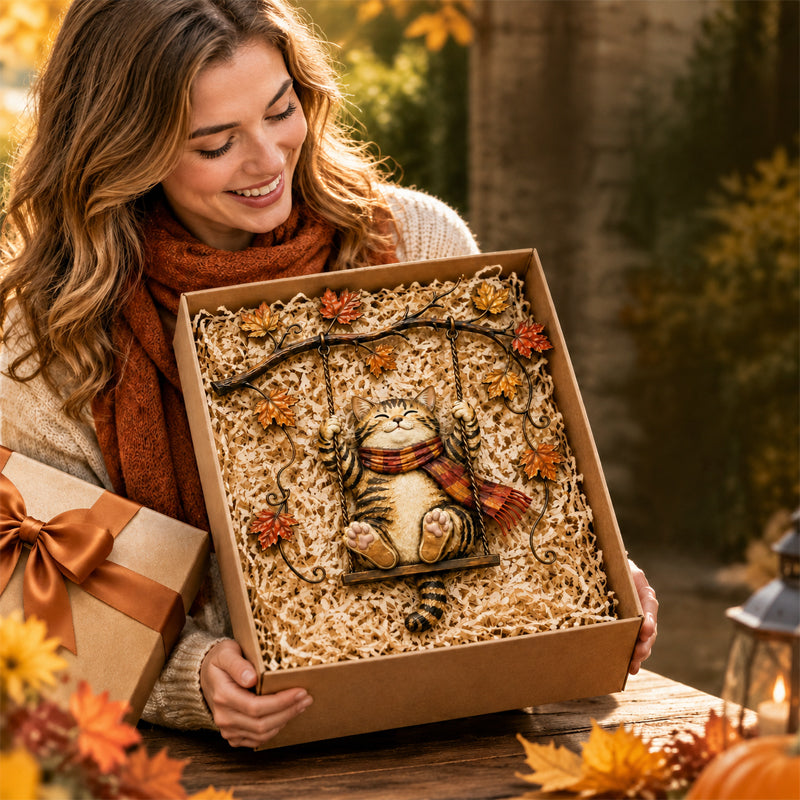 Autumn Cat Swing Wall Deco