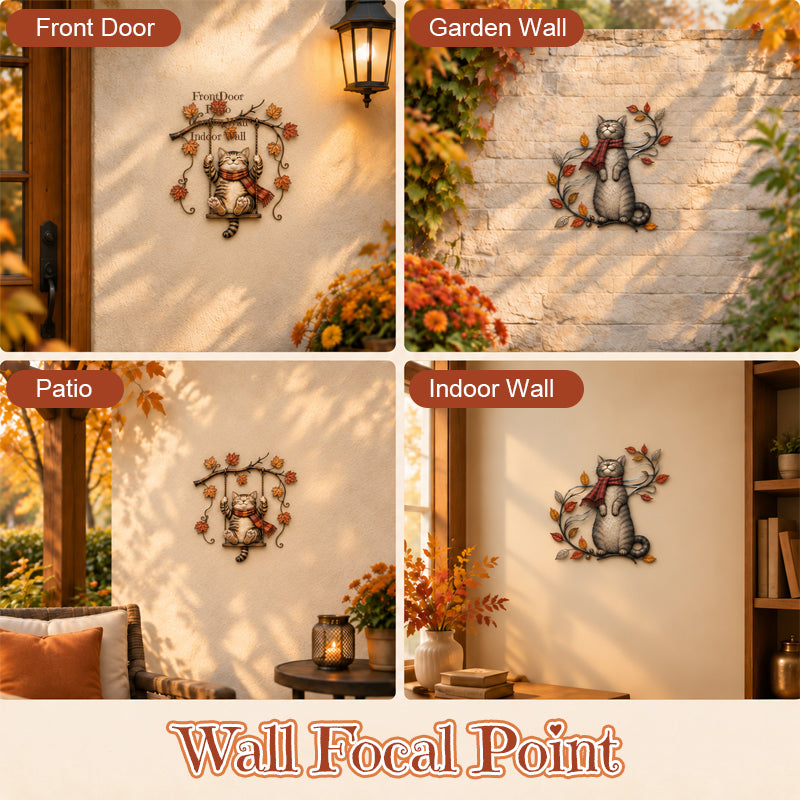 Autumn Cat Swing Wall Deco