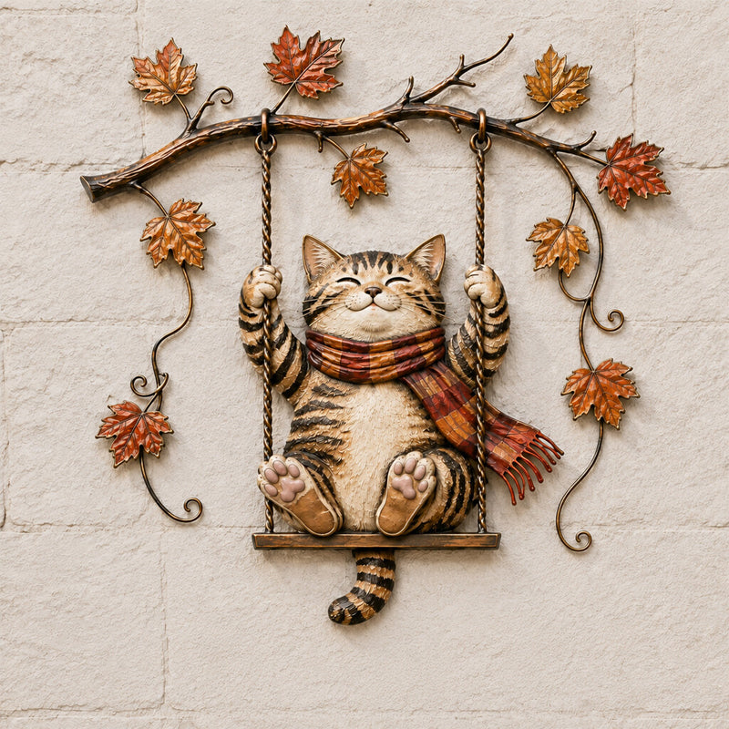 Autumn Cat Swing Wall Deco